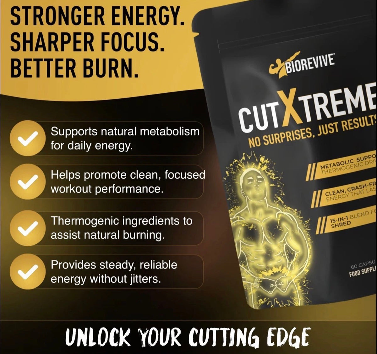 BioRevive Cut Xtreme – Fitness Supplement for Energy, Focus & Wellness Support | 180 Capsules | 3-Month Supply