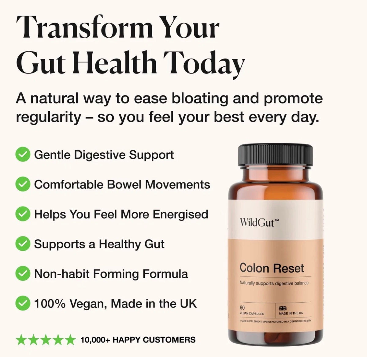 WildGut Colon Reset Herbal Supplement – 60 Capsules | Made in the UK | Natural Ingredients
