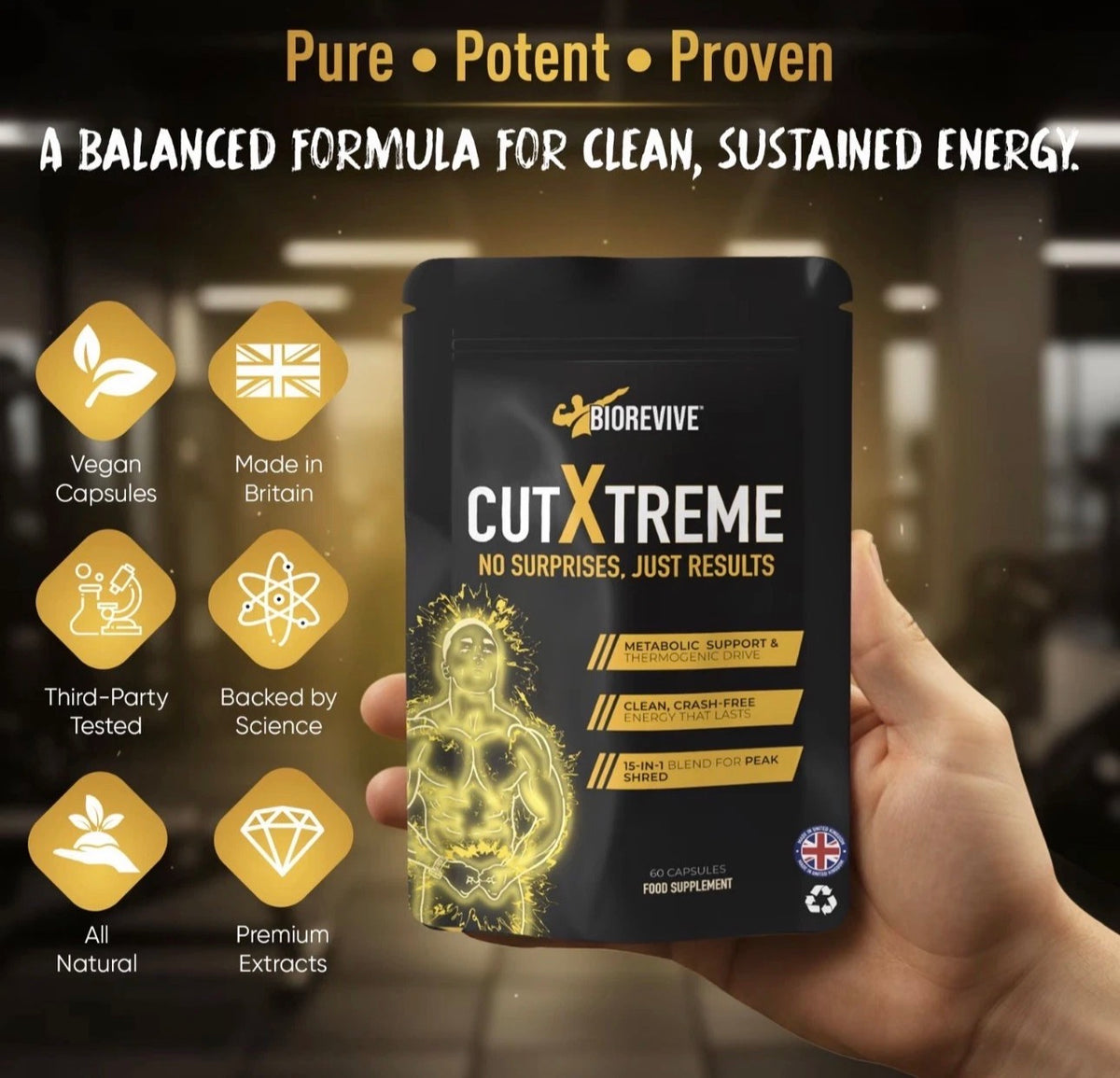 BioRevive Cut Xtreme – Fitness Supplement for Energy, Focus & Wellness Support | 180 Capsules | 3-Month Supply